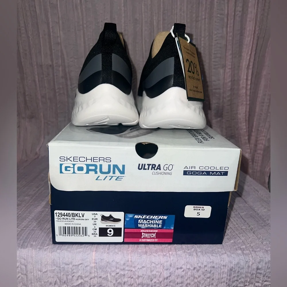 Skechers Black and White Athletic Shoes with Cushioned Sole